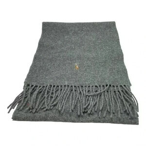 Polo Ralph Lauren grey lambswool fringe scarf